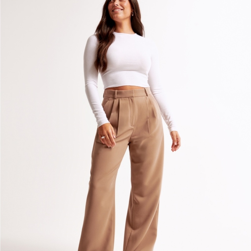 Abercrombie Curve Love Sloane High Rise Tailored Wide Leg Pant